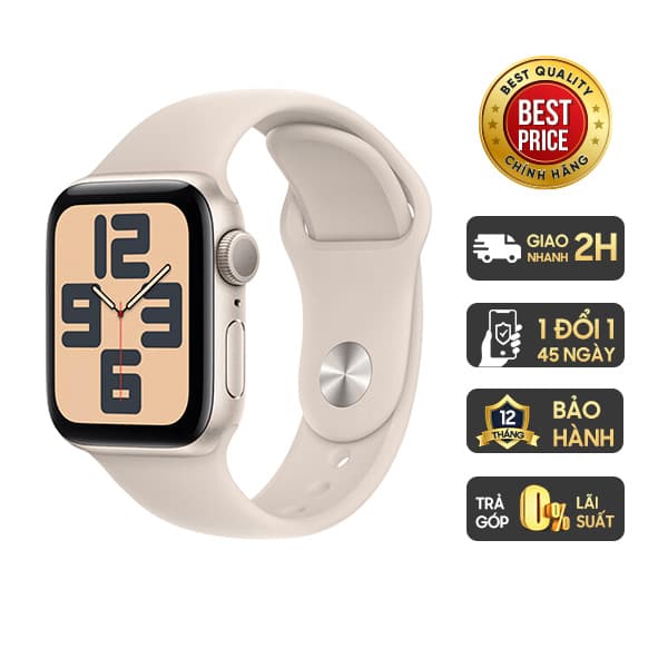 Apple Watch SE 2024 40mm GPS Viền Nhôm Dây Cao Su Chính Hãng VN/A